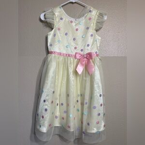 Jona Michelle Yellow Dress with Pink Accents size 8